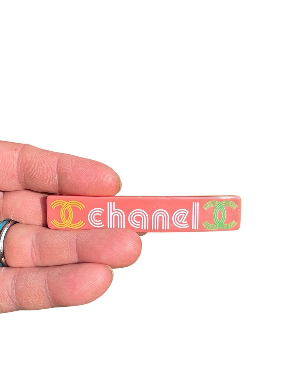ChaneI Retro Vibe Hair Clip/ Barrette Multi color Logo Spell- Out - Picture 2 of 4